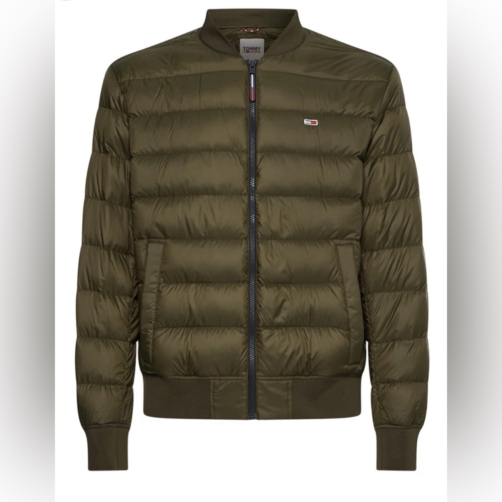 Tommy Jeans Mens Green Light Bomber Jacket